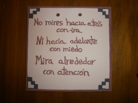 PLACA "No mires hacia atras"